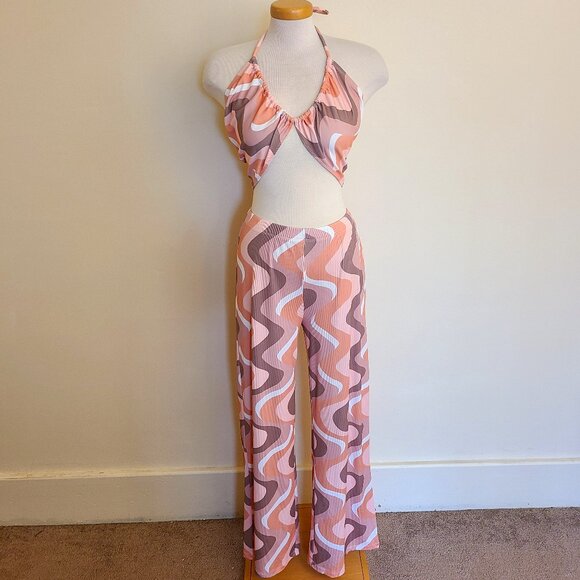 Princess Polly 70's Inspired Colorful Swirl Orange Latiana Pants and To… - Picture 6 of 8